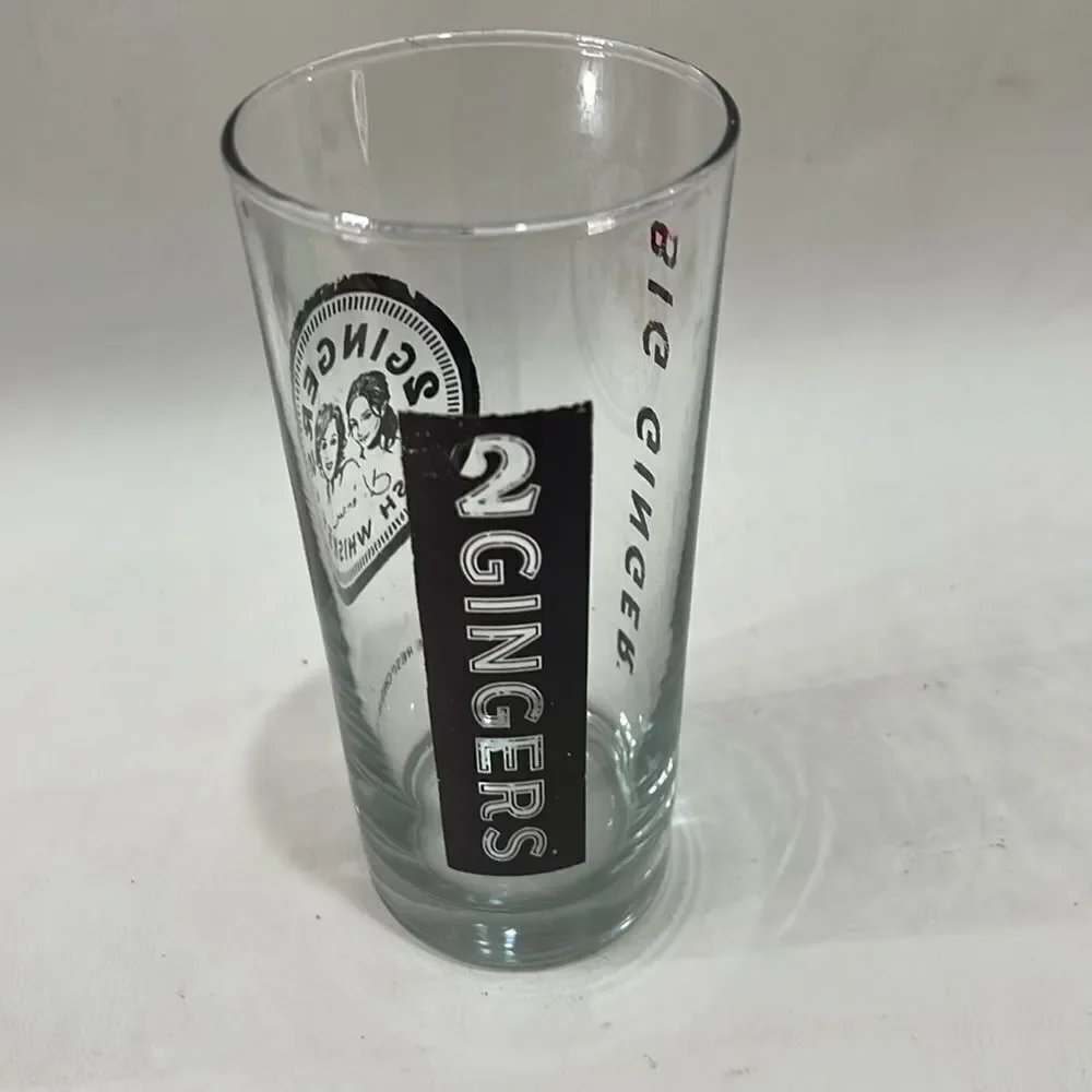 2 Gingers Irish Whiskey Highball Glass 6 1/4 In Tall 3 In Round Clear Brown 16